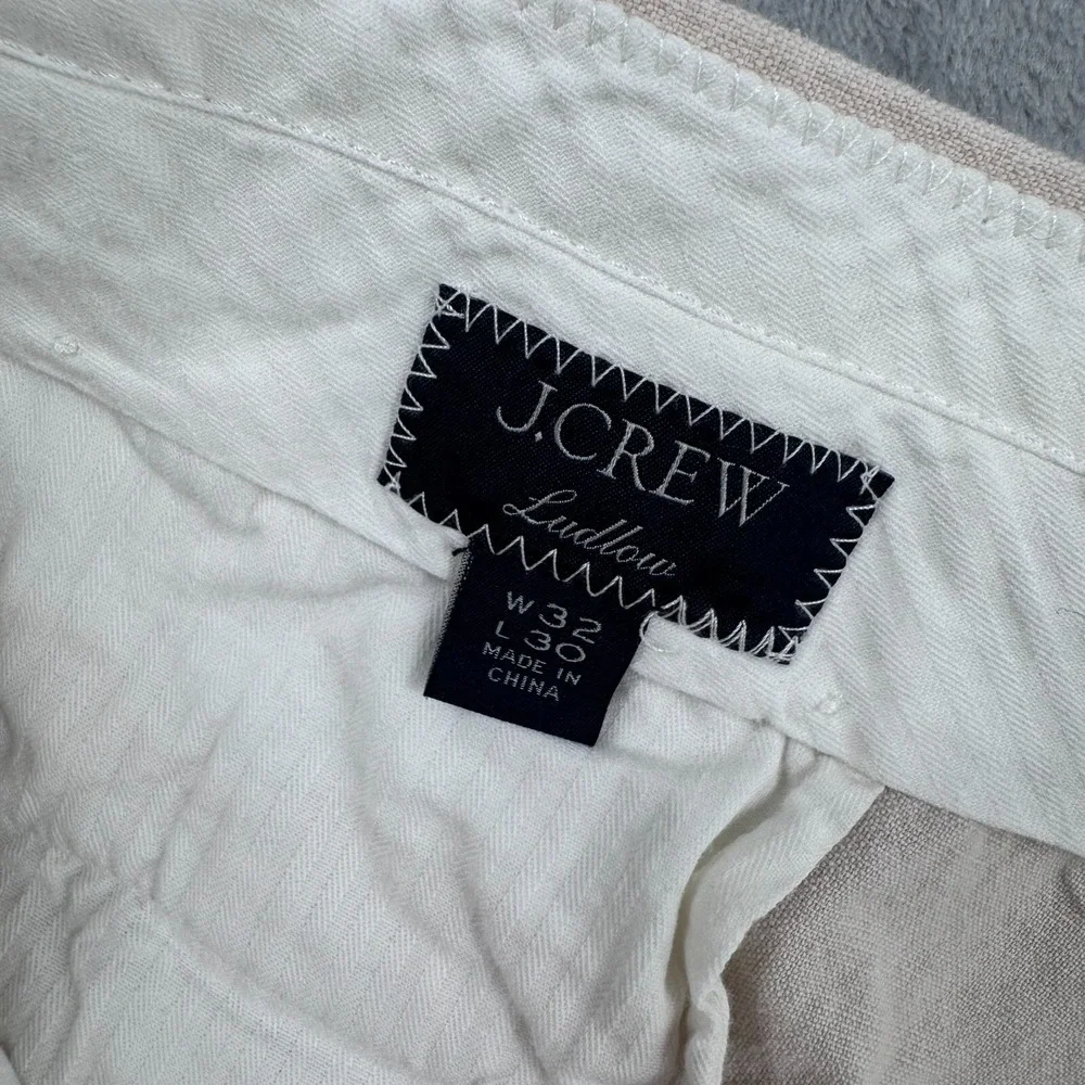 J.Crew Ludlow Pants Mens 32x30 Tan Baird McNutt Irish Linen Cotton AU429‎ Chino